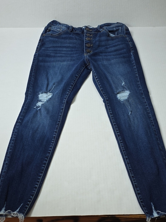 KanCan Denim - Kancan Dark Blue Skinny Distressed Button-Fly Jeans